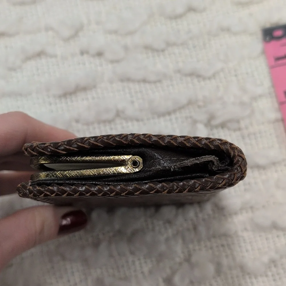 Vintage Leather Tooled Coin Purse 60s Retro Artisan Craft Handmade Wallet